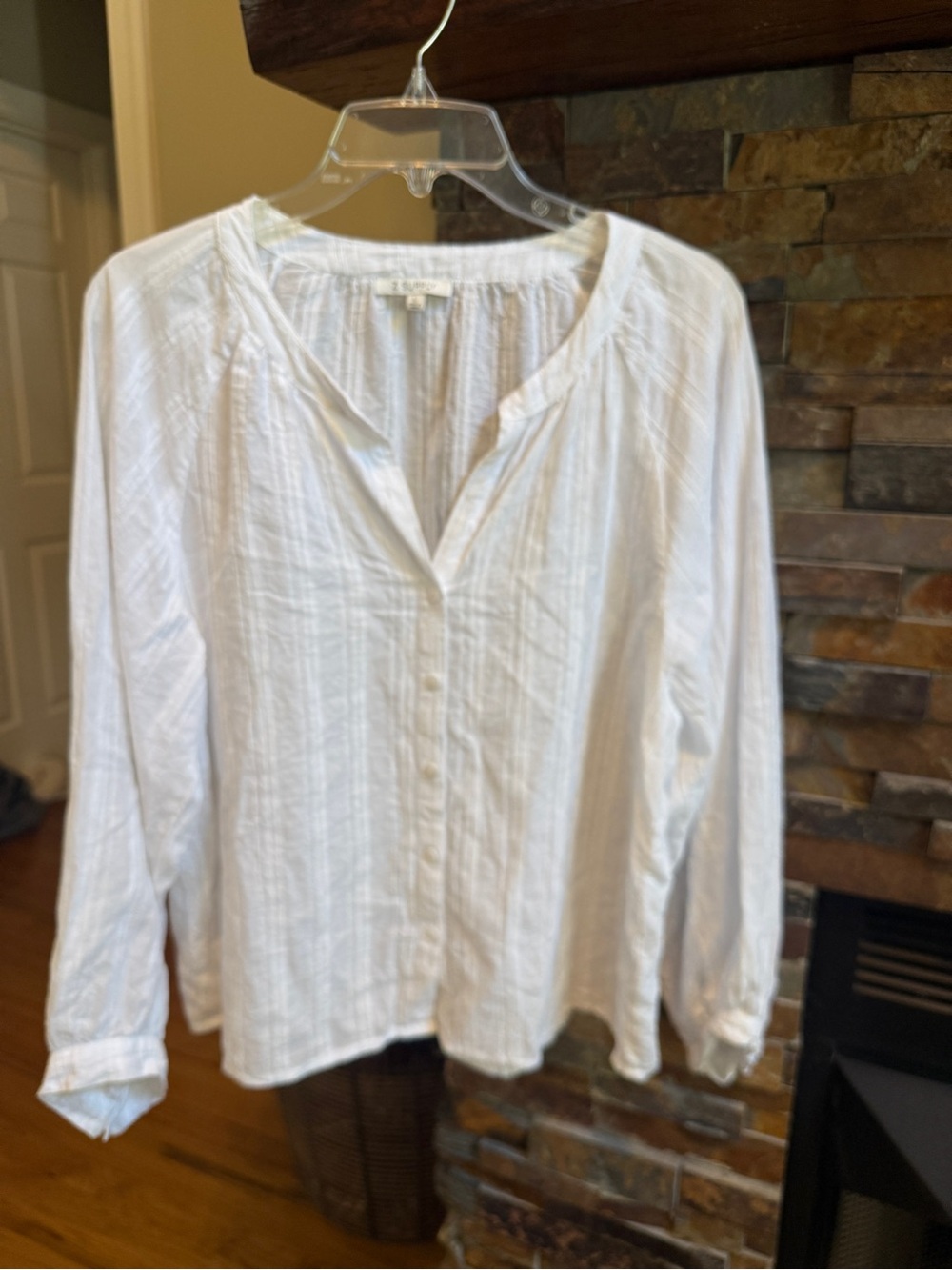 Z Supply Lightweight White Women's Button-Front Peasant Top Size L